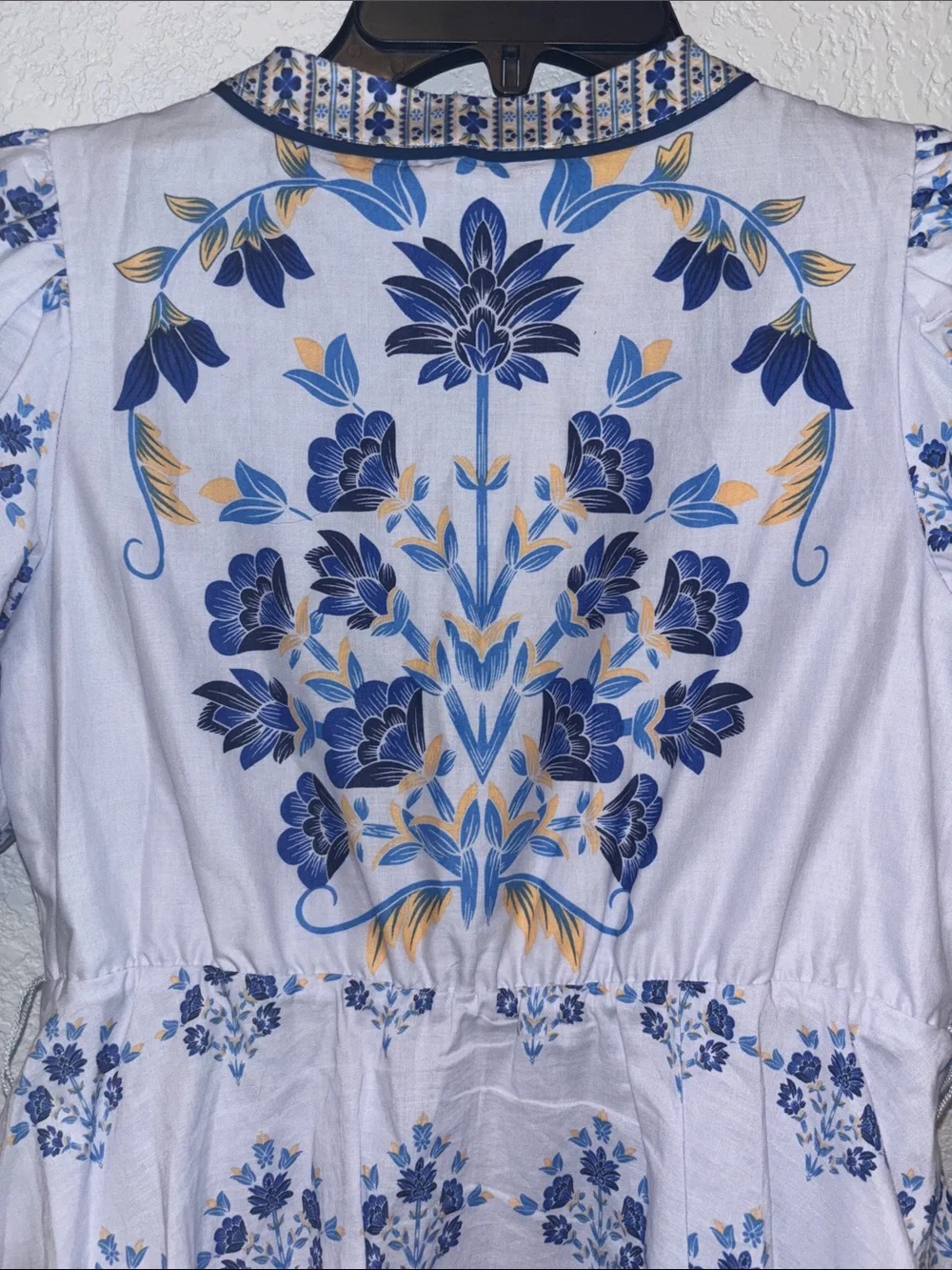 A Loves A Blue Floral Puff-Sleeve Kids Dress
